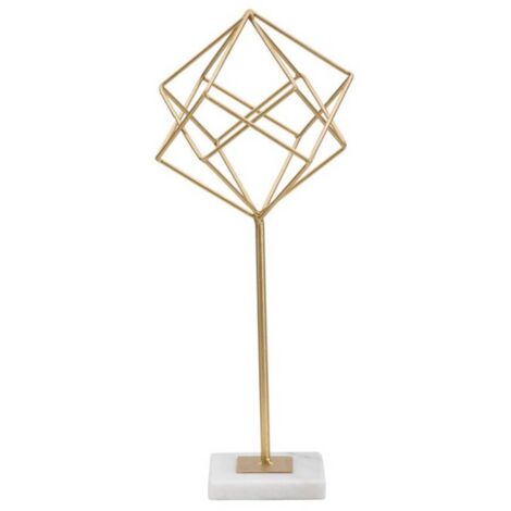 Cubo decorativo in ferro color oro con base per decorazioni ambienti -42 cm
