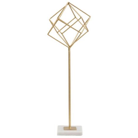 Cubo decorativo in ferro color oro con base per decorazioni ambienti -53 cm