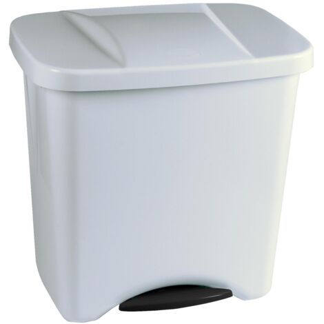 Cubo ecológico Denox con pedal - 50 l - Blanco