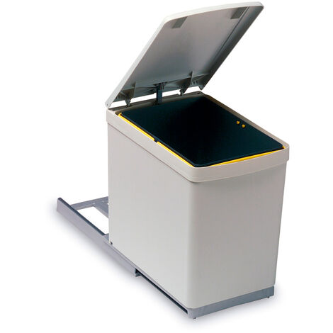 Papelera de basura clasificadora, 3 compartimentos debajo de la encimera,  armario de cocina, contenedor de reciclaje extraíble y bote de basura,  contenedores de basura de 20 litros (color: gris) : Industrial y Científico  