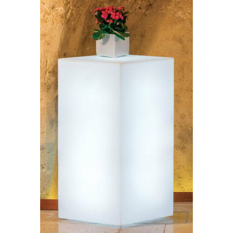 Cubo fioriera LED multicolor da esterno in poliporpilene con batteria solare ricaricabile e telecomando Happy Cube