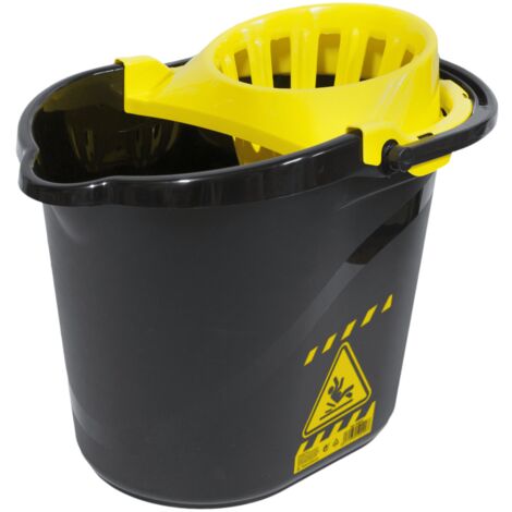 Cubo Fregona señal advertencia Escurrefacil menos esfuerzo 15 Litros Negro