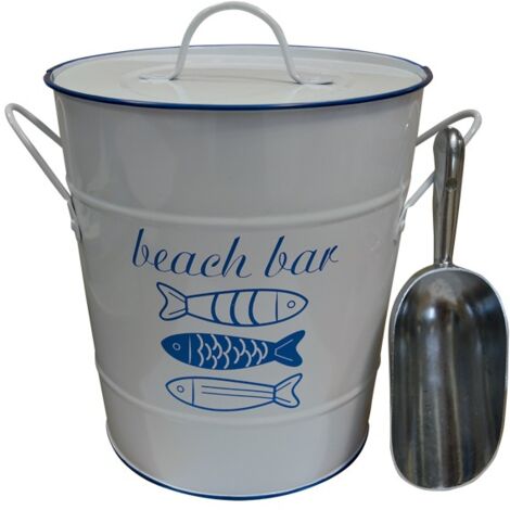 CUBO HIELO METAL PECES BCO - 24X22X23CM