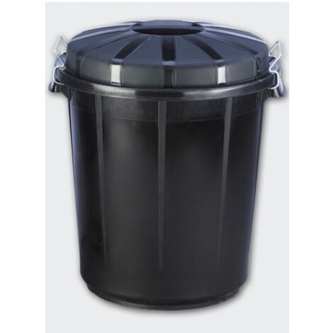 CUBO INDUSTRIAL PLÁSTICO NEGRO CON TAPA