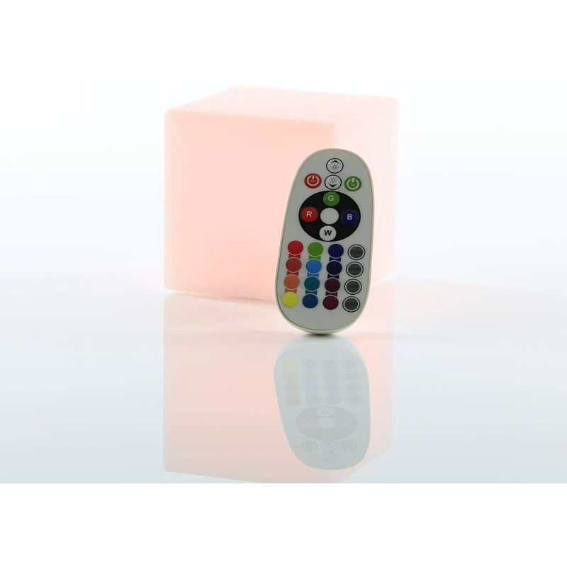 

Cubo LED 10 x 10 x 10 cm cubo de luz / lámpara de mesa 16 colores cambiantes de color / luz ambiental RGB-LED regulable con batería, control remoto y