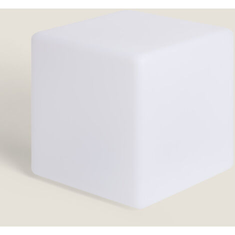 Cubo LED RGBW 30cm con Batteria Ricaricabile Solare + USB Bianco