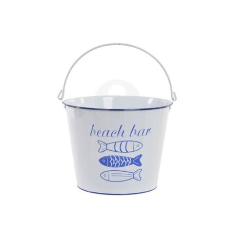 CUBO METAL BOTELLIN PECES BCO - 25X24X20CM