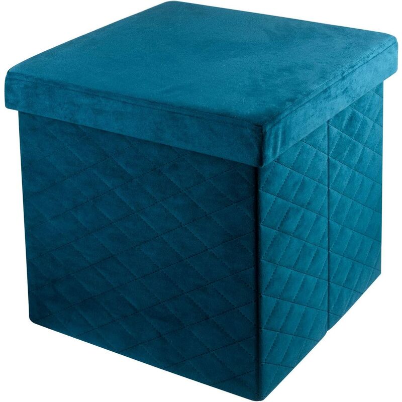 

Pouf Cube Footrest Fooling Taburete acolchado Velvet Contenedor 38x38x38 cm - Aceite azul