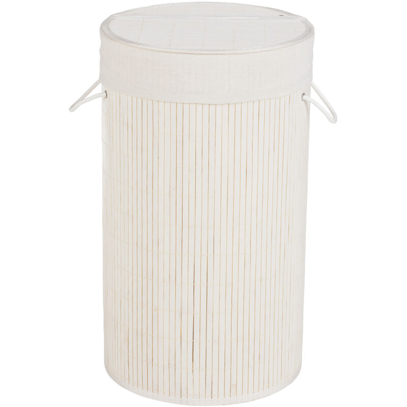 

Cubo para la ropa sucia Bamboo redondo blanco WENKO