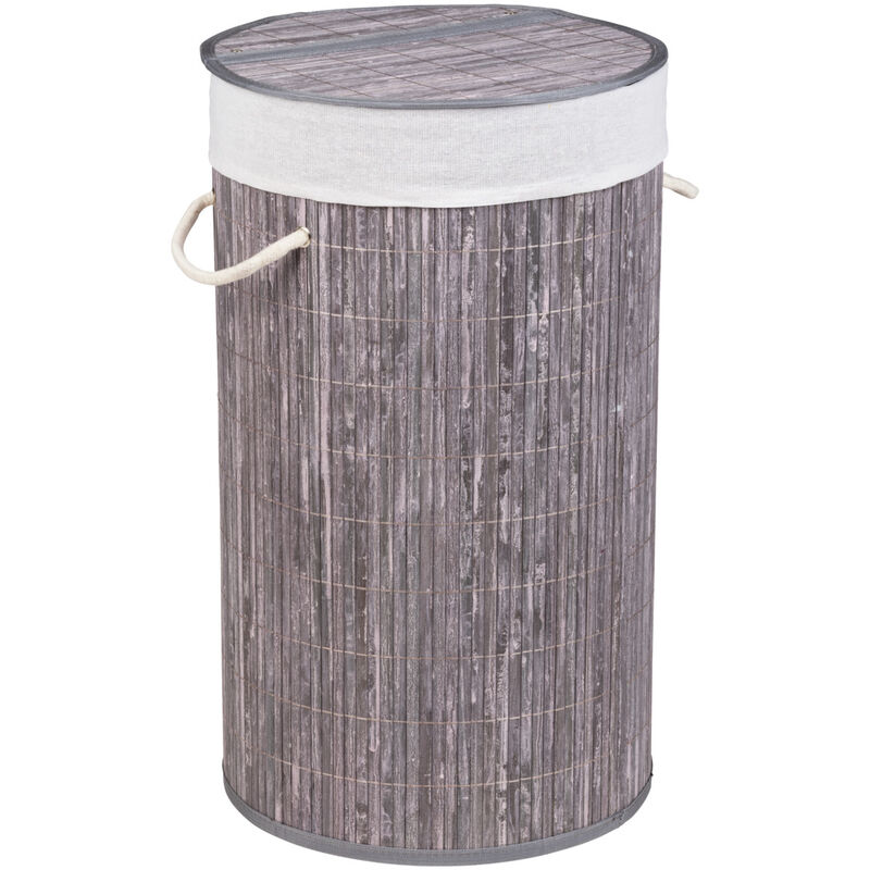 

Cubo para la ropa sucia Bamboo redondo gris - Wenko