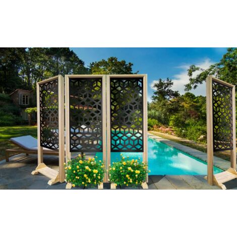 CUBO - Paravent modulable - 70x190 cm - en bois et PVC - Couleur : noir