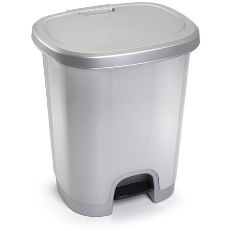 CUBO PEDAL 27 LITROS PLATA PLASTICFORTE