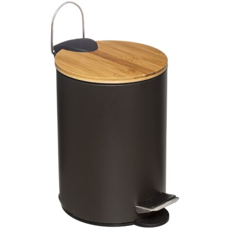 Cubo Pedal 3 L con tapa Bambú Moderno negro