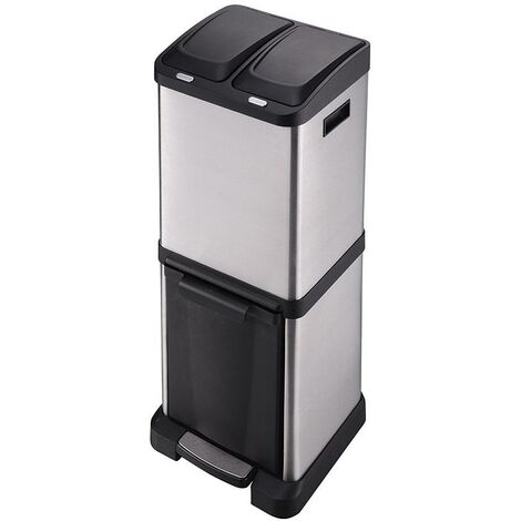 main image of "Cubo Pedal Ecológico 3 Compartimentos 32 L Habitex"