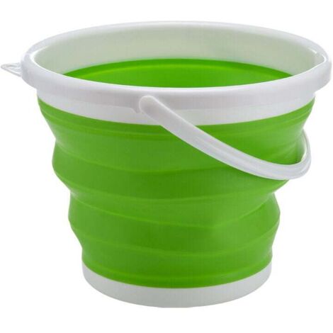Cubo plegable, 10 l, para limpieza de casa, coche y camping, verde