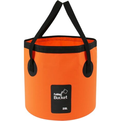 Cubo plegable portátil de 20 l para lavado de coches, ideal para camping, senderismo, pesca y viajes, color naranja.