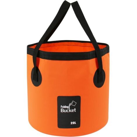 Cubo plegable portátil de 20 l para lavado de coches, ideal para camping, senderismo, pesca y viajes, color naranja.