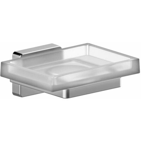CUBO PORTASAPONE VETRO SATINATO CROMATO