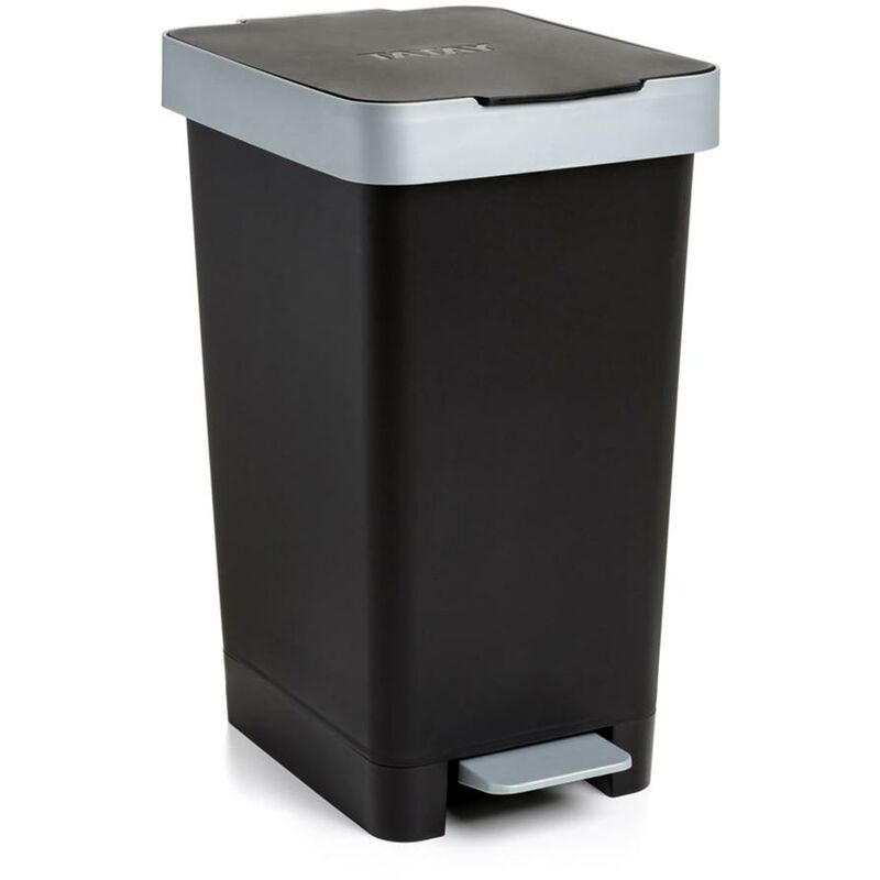 

Cubo reciclaje con pedal 25 lt polipropileno negro/gris smart tatay 1 ud 1021027 129649