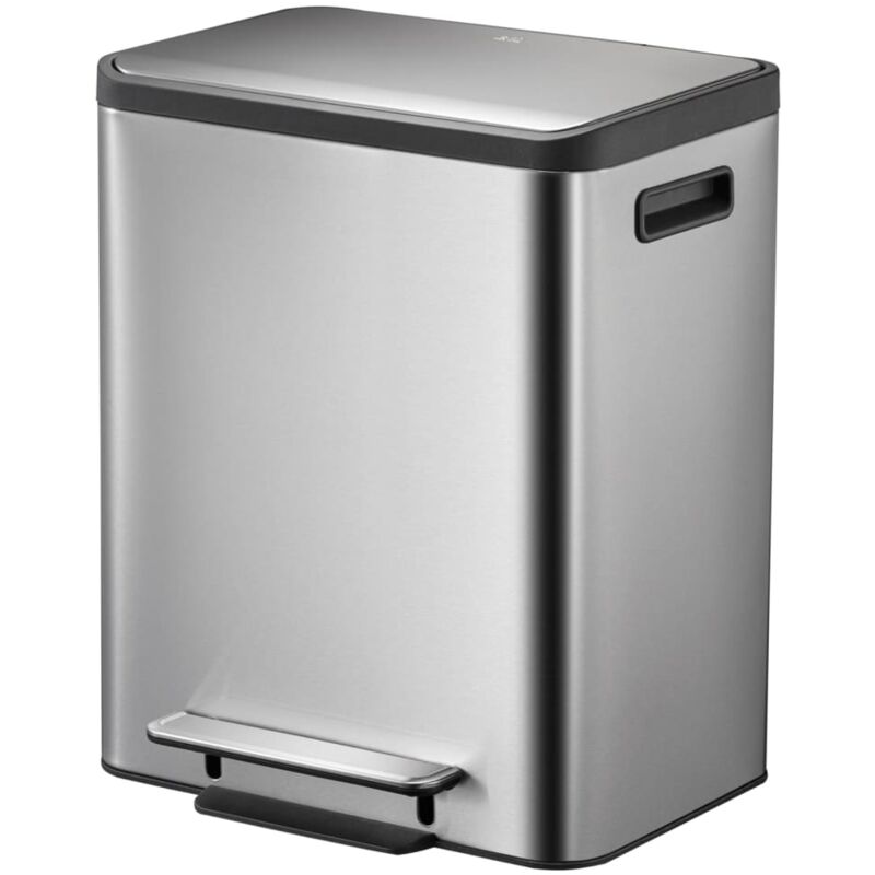

Cubo de basura con pedal EcoCasa 2x15 L plateado mate - Plateado - EKO