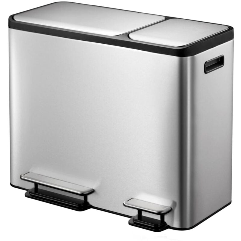 

Cubo de basura con pedal EcoCasa 30 L+15 L plateado mate - Plateado - EKO