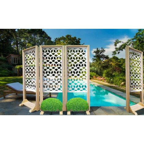 CUBO - Separè - Paravento modulabile - 70x190cm - in Legno e PVC - Colore: bianco