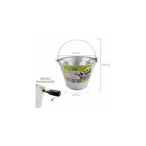Cubo Zinc Metal Galvanizado Multiusos  6 Litros 26 x 17 x 19 (alt.) cm. con Abre Botellas