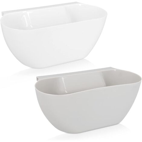 Cubos de basura de cocina colgantes – Juego de 2 cubos de basura orgánica – Cubos de basura húmeda colgantes – Blanco/Gris