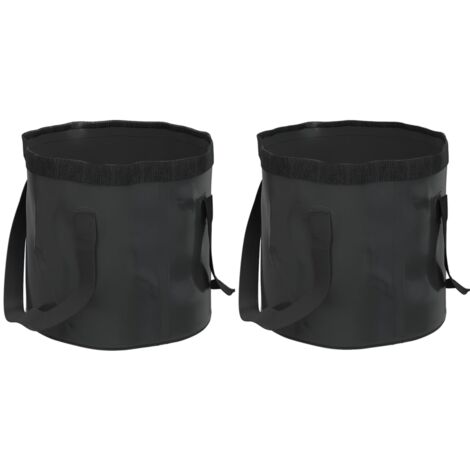 Cubos plegables 2 unidades negro PVC 30 litros