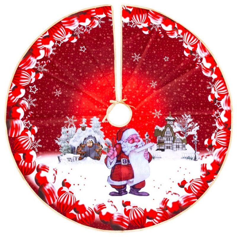 

Cubre pie para árbol de Navidad de Papá Noel rojo y blanco de poliéster de Ø 120 cm