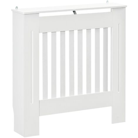 Cubre Radiador de MDF Diseño Moderno Estante para Radiador Vertical para Sala de Estar Dormitorio 78x19x81 cm Blanco