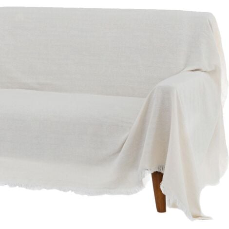 main image of "Cubre sofá blanco de algodón y poliéster de 290x180 cm"