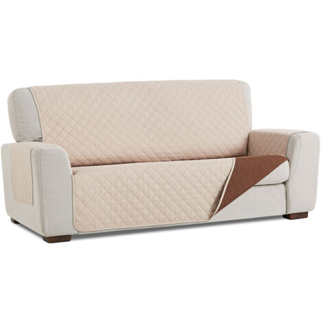 Cubre sofa reversible beige/marron 3 plazas plus belmarti
