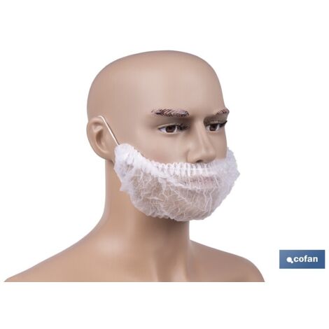 Cubrebarbas desechables fabricados en polipropileno (Talla única) 10g/m² (Pack de 100 unidades)