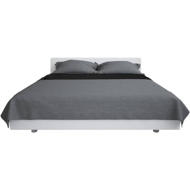 

vidaXL Cubrecama acolchado doble cara 230x260 cm gris y negro - Negro