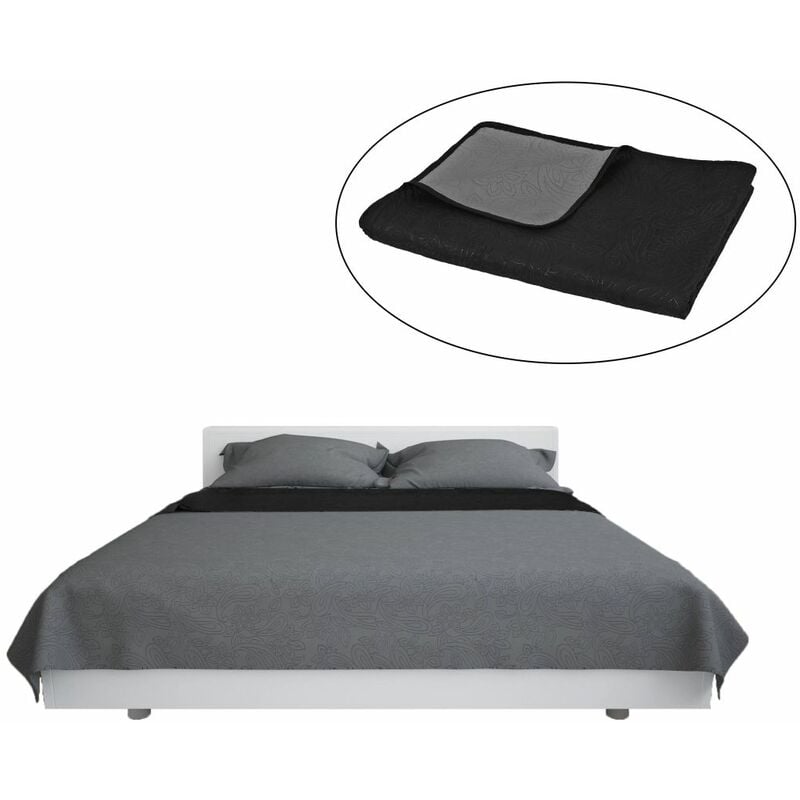 

Cubrecama acolchado doble cara 170x210 cm gris y negro