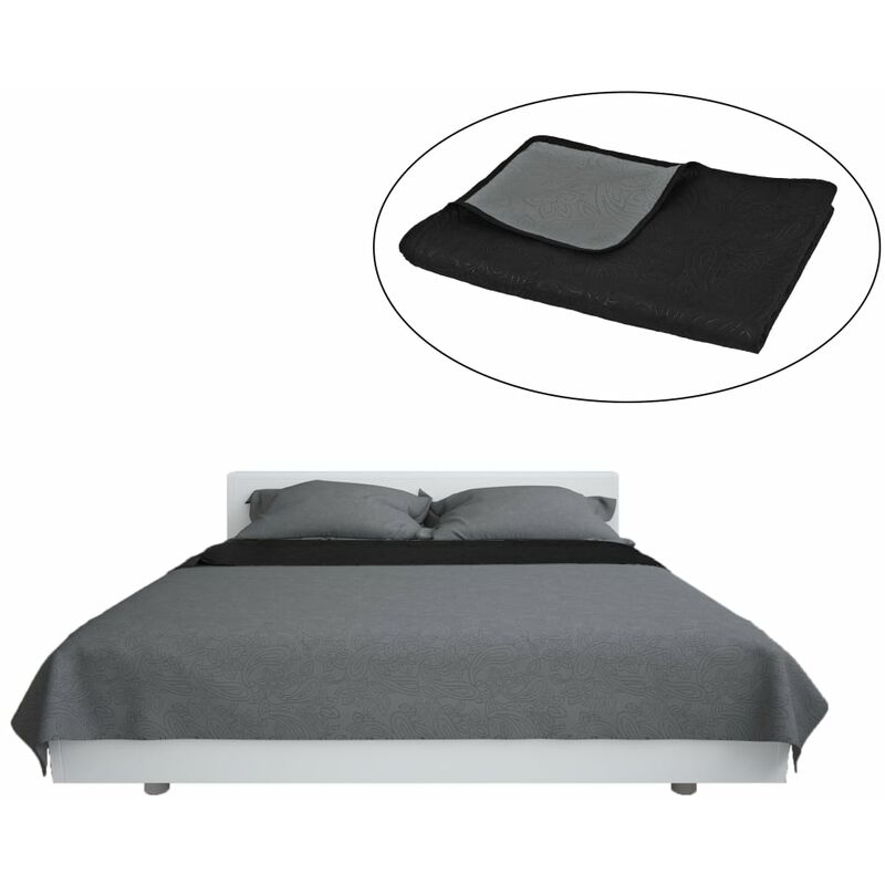 

Cubrecama acolchado doble cara 170x210 cm gris y negro - Negro