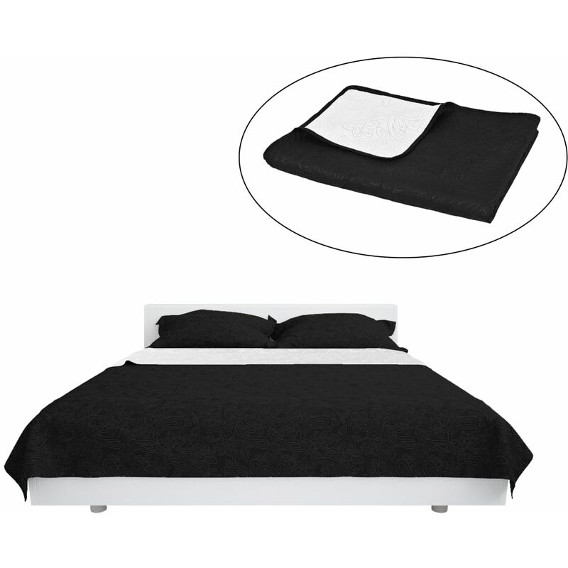

Cubrecama acolchado doble cara 220x240 cm blanco y negro - Negro