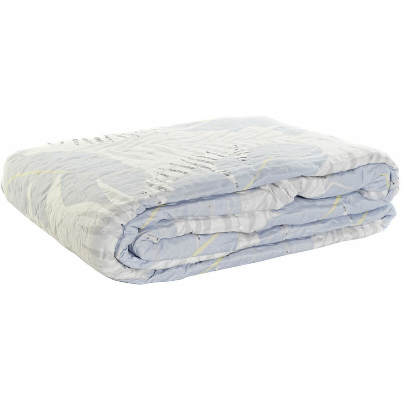 

Cubrecamas DKD Home Decor Azul Blanco Poliéster Algodón Hojas (240 x 260 x 1 cm)