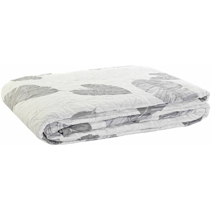 

Cubrecamas DKD Home Decor Blanco Gris Poliéster Algodón Hojas (180 x 260 x 1 cm)