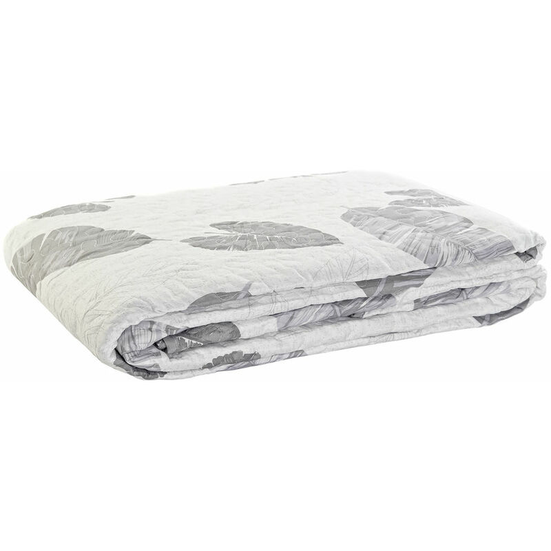 

Cubrecamas DKD Home Decor Blanco Gris Poliéster Algodón Hojas (240 x 260 x 1 cm)