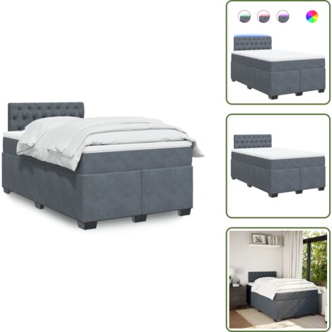 Cubrecolchón - vidaXL Cama box spring con colchón terciopelo gris oscuro 120x200 cm - Cama de muelles