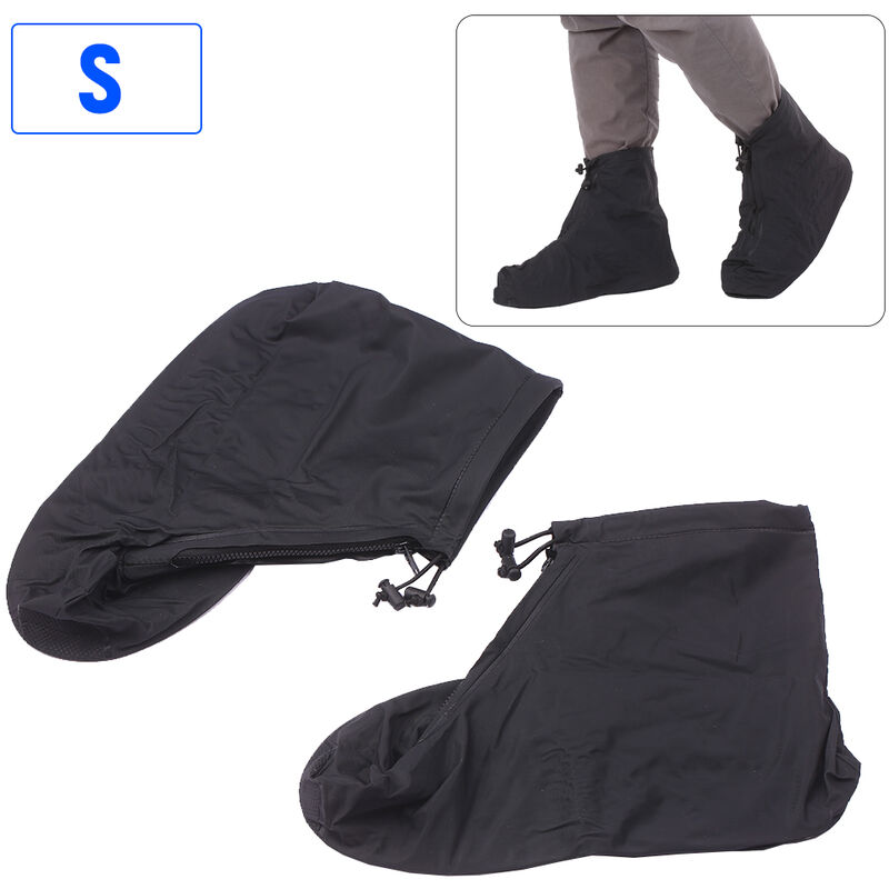 

Cubrezapatos impermeables Fundas para botas de lluvia con tira elastica y cremallera Reutilizables y antideslizantes para adultos Talla S Negro