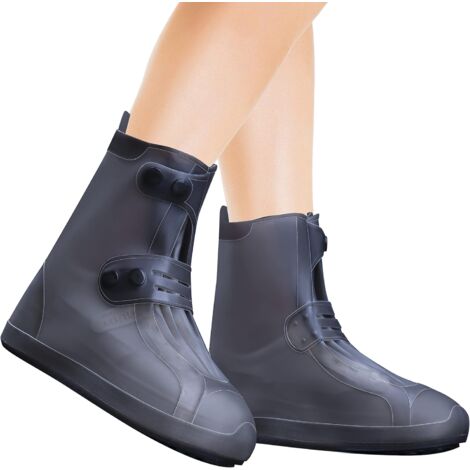 LINGHHANG Cubrezapatos impermeables para la lluvia, cubrezapatos para hombres y mujeres, cubrezapatos reutilizables (negro, 40-42)