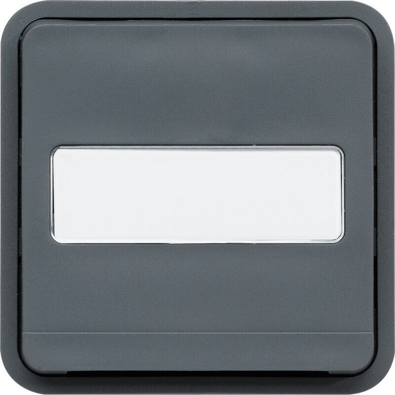 Poussoir à fermeture lumineux rouge étanche Cubyko associable avec porte-étiquette - Gris - WNA025 Hager