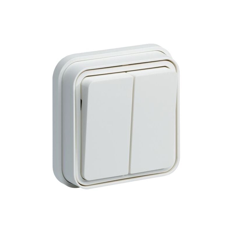 cubyko Double interrupteur va-et-vient encastré blanc IP55 HAGER WNE040B