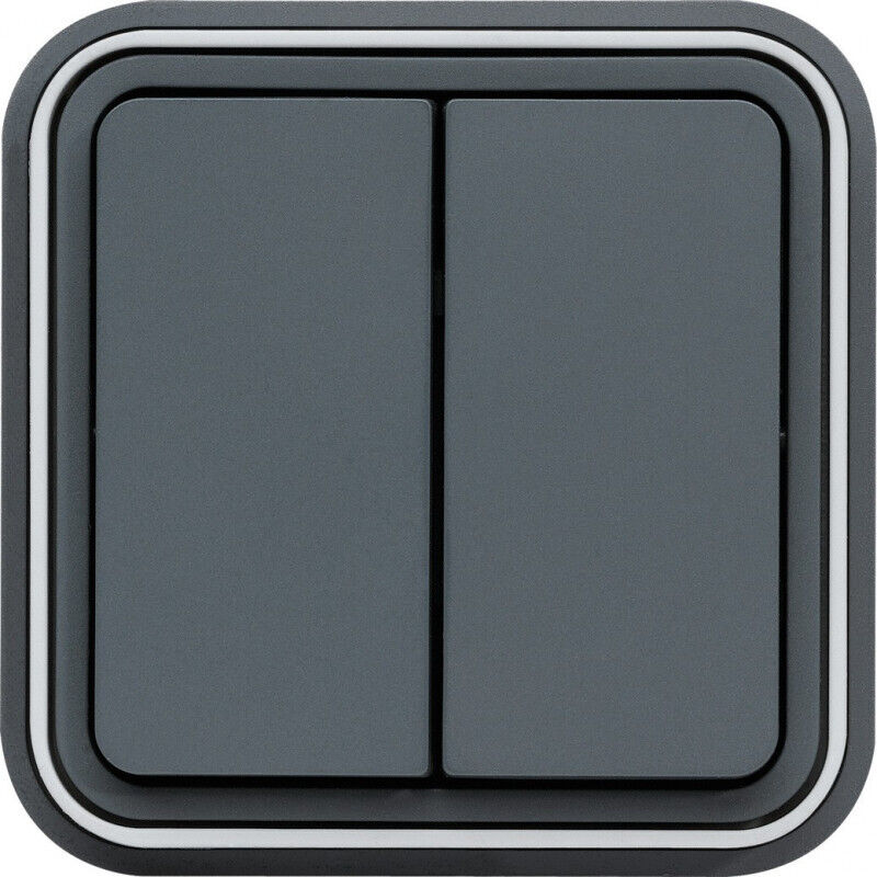 Hager - cubyko double interrupteur va-et-vient encastré gris IP55