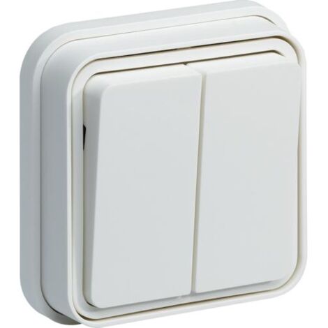 cubyko Double interrupteur va-et-vient encastré blanc IP55 HAGER WNE040B