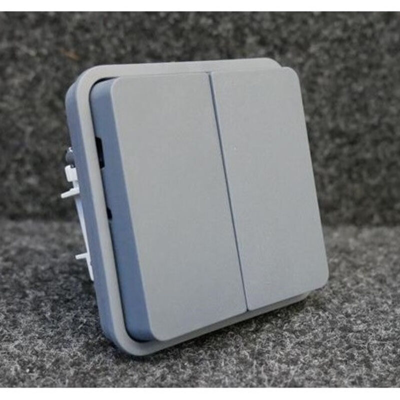 Hager - cubyko Double poussoir 1O/1F associable gris IP55 WNA044
