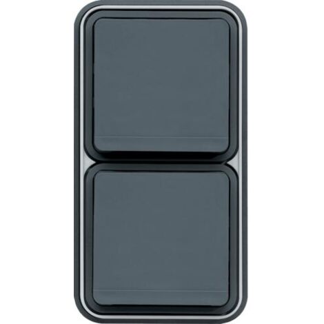 cubyko Prise double verticale 2P+T encastré gris IP55 HAGER WNE132